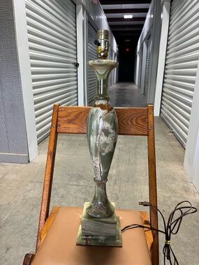 Vintage Hollywood Regency Green Onyx Table Lamp